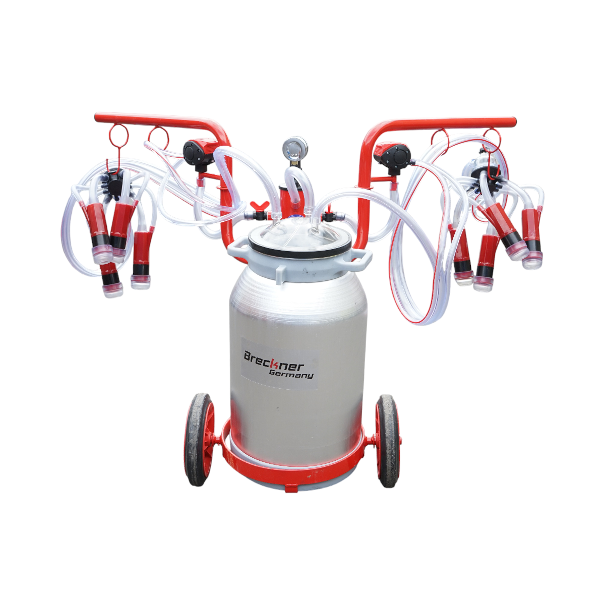 Milking machine for cows with 2 positions, 40L aluminum tank with vacuum frame (Breckner Germany)
